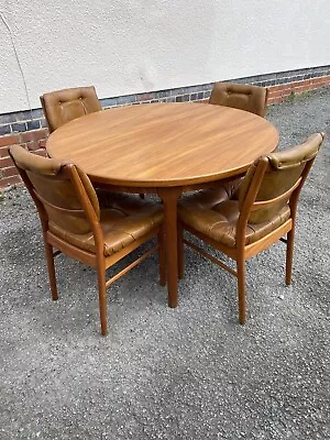 Mid Century Teak McIntosh Round/Extendable Dining Table & Chairs • £300