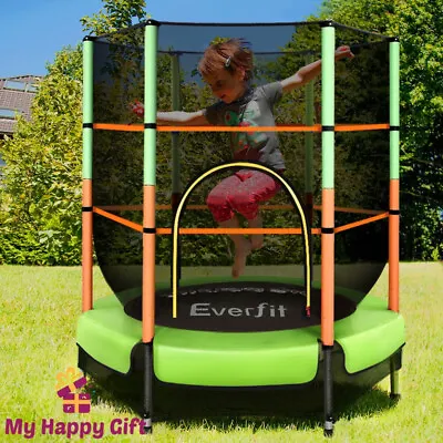 $116.80 • Buy Everfit Trampoline 4.5FT Kids Trampolines Cover Safety Net Pad Ladder Gift Green