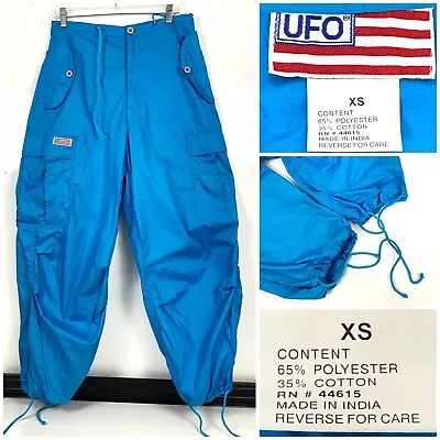 Vintage UFO Pants Men's Size XS Blue Parachute Cargo Hip Hop Streetwear Y2K • $135