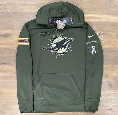 AUTHENTIC Nike Miami Dolphins Men's NFL Salute To Service Hoodie Olive Green • $179.99