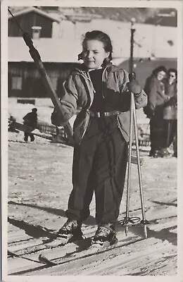 1950s RPPC Postcard Royalty HKH Princess Margriet SKIING Real Photo 5030.9 • $3.45