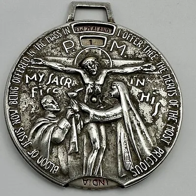 Antique Catholic Moveable World Mass Time Zone Clock Medallion Pendant Fob • $149.99
