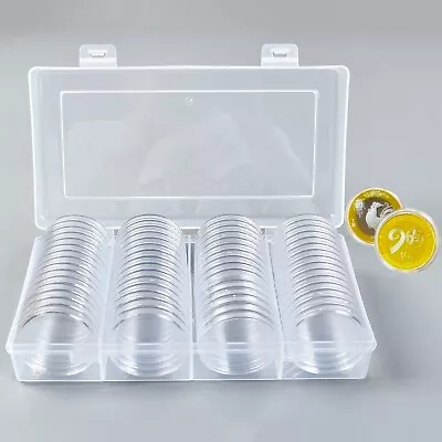 60Pcs 40mm Clear Money Collection Box Coin Collection With Case USA STOCK • $8.79