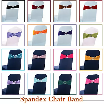 £51.85 • Buy Spandex Sashes Chair Cover Band With Round Buckle Wedding Decoration Event Decor