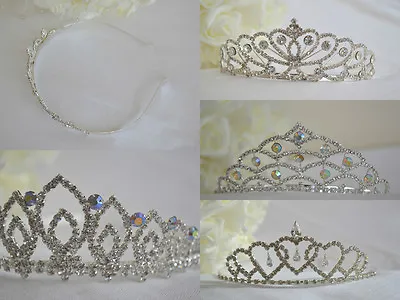 £14.25 • Buy Beautiful Sparkly Diamante & Pearl  Tiara For Bride Bridesmaids Prom UK STOCK