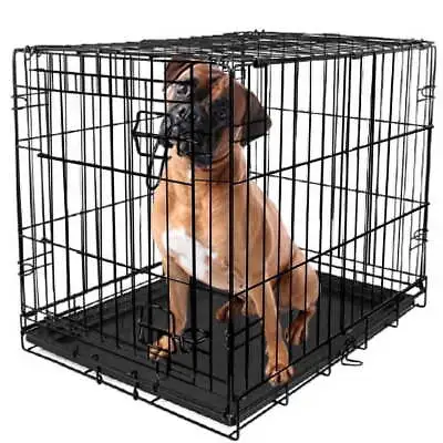 $80.91 • Buy DOG CRATE KENNEL XL XXL 48  Folding Pet Cage Metal Single Door Tray Pan Divider