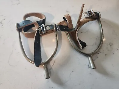Vintage  Never Rust  Riding Spurs W/Leather Straps England • $23.99