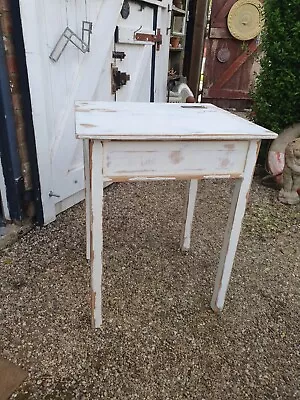 Vintage Beech Hall Table / Desk White • £50