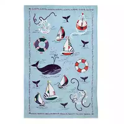 Vera Bradley Fleece Plush Throw Blanket REALLY REGATTA Nautical/Whale-SEALED NEW • $29