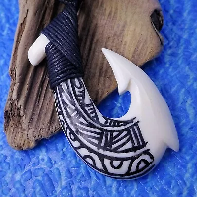 Big Maori Fish Hook Pendant Necklace Beach Jewelry • $15.84