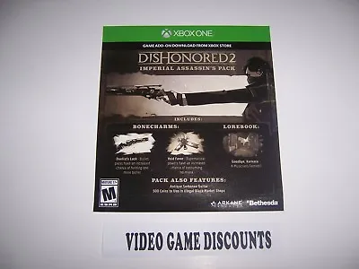 Dishonored 2 DLC Add-on Code For Xbox One 1 XB1 - Imperisl Assassin's Pack • $5.99