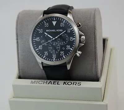 New Authentic Michael Kors Gage Silver Black Chronograph Men's Mk8442 Watch • $99.99