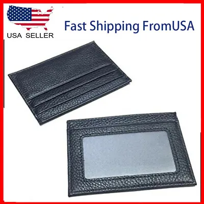 Mens Slim Leather Wallet Card Holder Front Pocket Wallets Credit ID Pocket Thin • $4.99