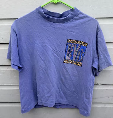 VTG 1991 Levi’s Graphic Street T Shirt Large USA Made 90s Purple Double Sided • $9.99