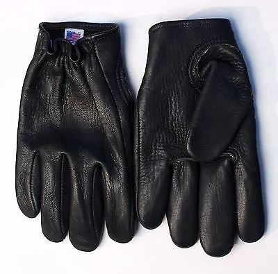 Kevlar-Lined Leather Motorcycle Gloves (Black) - USA MADE - Free Shipping (USA)! • $119.99