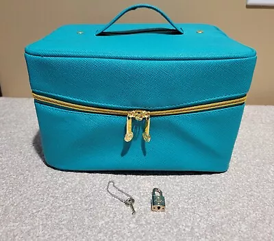 JM Blue Soft Travel Jewelry Case 3 Removable Trays W/ Lock & Key Zipper Closure  • $34.99