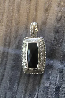 Vintage Judith Ripka Black Onyx Pendant Enhancer Sterling Silver 925 • $60