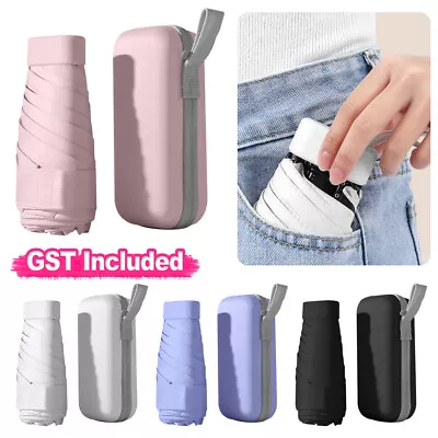 $9.91 • Buy Mini Pocket Umbrella Anti-UV Sun/Rain Windproof 6 Folding Ultra Light Umbrella A