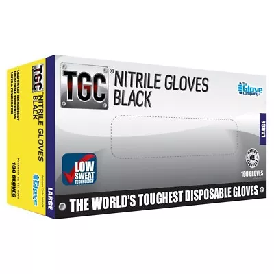 TGC Workgear Black Nitrile Gloves 100PK Large 160003   • $29.95