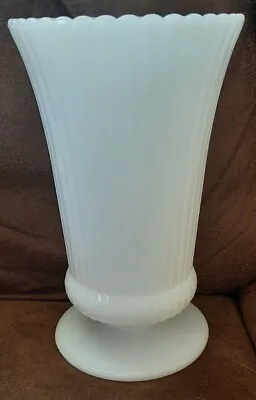 Vintage E.O. Brody Co M5000 Milk Glass Vase Cleveland OHIO 7 3/4  Tall Fluted • $14.99