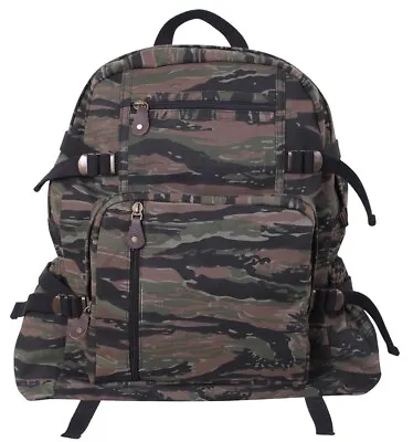 Rothco 18  Tiger Stripe Camo Large Vintage Canvas Backpack Bag • $45.99