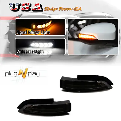 Smoked White/Amber Side Mirror Sequential Signal Lights For Toyota Venza Corolla • $29.99