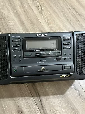 Vtg Sony CFD-600 RARE FRT LOADER CD Radio 2 Cassette Mega Bass Portable Boombox • $79