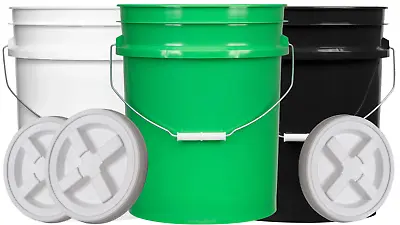 5 Gallon Bucket Food Grade Plastic With Air Tight Screw On Lid  ( 3 Pack) • $54.77