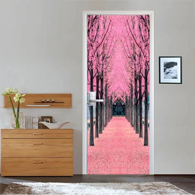 £71.73 • Buy 3D Pink Trees Rows Door Wall Mural Photo Wall Sticker Decal Wall AJ WALLPAPER AU