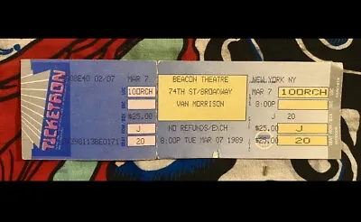 Van Morrison - Beacon Theatre - March 7 1989 - Ticket • $150