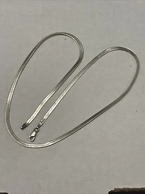 Sterling Flat Silver Necklace Herringbone 20  7g Made In Italy 7 Gram 925 • $19.99