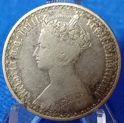 1871 Great Britain One Florin GOTHIC QUEEN FLORIN .925 • $44.95