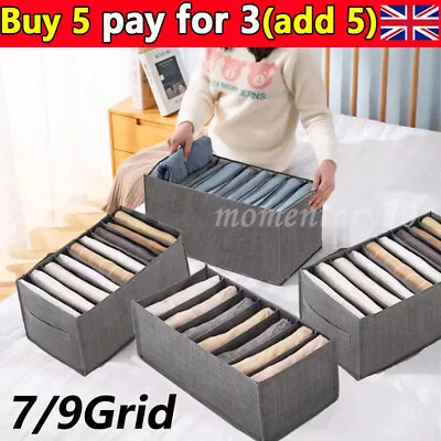 Clothes Drawer Organiser Divider For.Wardrobe.Closet Foldable Jeans Storage  Box • £2.99