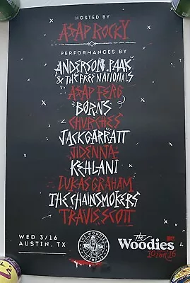 MTV The Woodies 10 For ‘16 Concert Poster Austin TX A$AP Rocky Borns Chvrches • £14.47