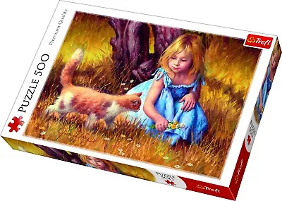 £7.19 • Buy Trefl 500 Piece Kids Large Girl With A Cat Attention Playing Floor Jigsaw Puzzle