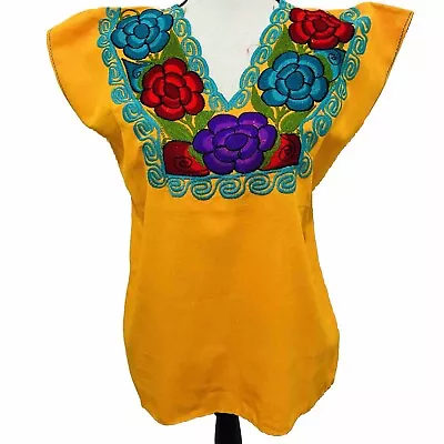 Embroidered Mexican Blouse Size M Yellow Color Mexican Blouse • $32