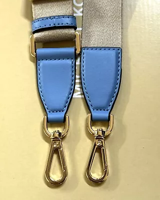 45” Michael Kors Gold / French Blue Canvas Handbag Shoulder Crossbody Strap New • $44.99
