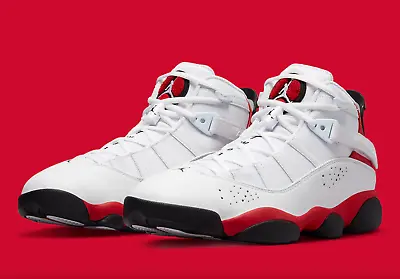 Air Jordan 6 Rings Shoes 'Cherry' White Red Leather 322992-126 Men's Sizes 8-14 • $155