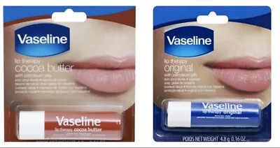 2x Vaseline Lip Therapy W/ Petroleum Jelly Lip Balm Stick Cocoa Butter Original • $7.99