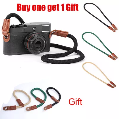 Cotton Rope Camera Neck Strap Vintage Shoulder Strap Leather Wrist Lanya • $9.99