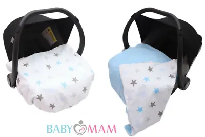 Car Seat Baby Blanket Reversible Wrap Plush Soft Double Sided Blue/blue Stars • £16.99