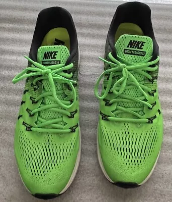 NIKE Zoom Pegasus 33 Men’s Running Shoes Size 13 Green And Black Lightly Used • $32