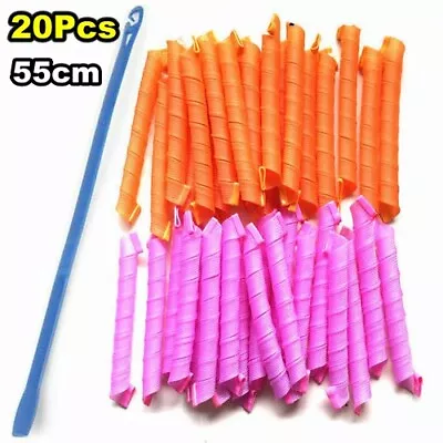 £9.99 • Buy 20x 55cm Magic Long Hair Curlers Curl Leverage Rollers Spiral Styling Tool +Hook