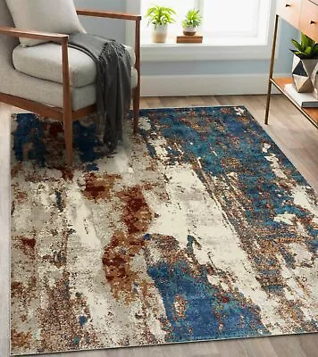 RUGS AREA RUGS 8x10 AREA RUG CARPETS MODERN LARGE BEDROOM BLUE LIVING ROOM RUGS • $179