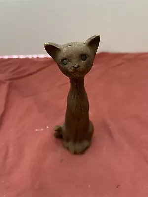 Vintage Miniature Faux Wood Cat Figurine • $5