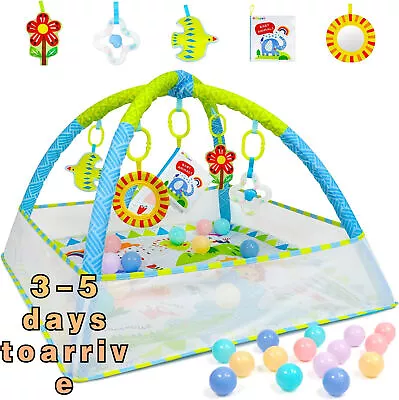 Baby Activity Gym Play Mat W/ Hanging Toys Infant Educational For Kids • £34.99