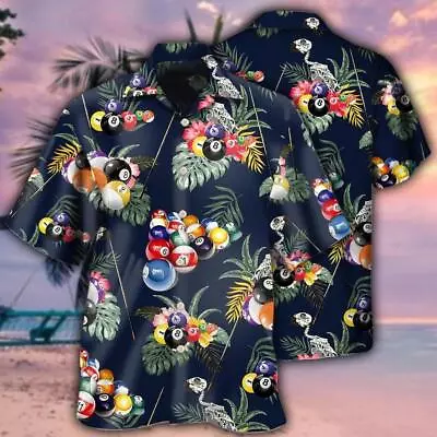 Billiard Hawaiian Shirt Tropical Leaves Billiard Aloha Hawaiian Shirt Billiard • $9.99