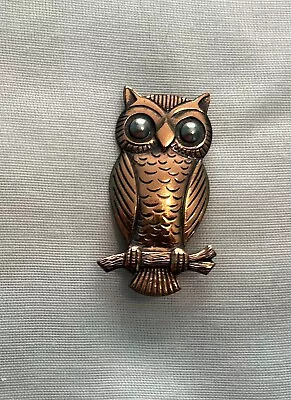 Solid Copper Owl On Branch Pin. Vintage Brooch Pin Excellent Condition • $9.99