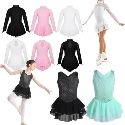 £3.59 • Buy Girls Ice Skating Ballet Dance Dress Kids Gymnastics Costumes Leotard Tutu Skirt