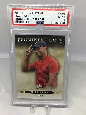 2019 UD National Prominent Cuts VIP #VIP5 Tiger Woods PSA 9 (Total Pop 3) • $75